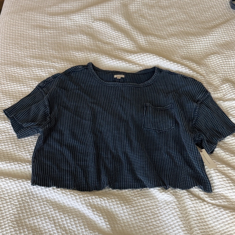 Pilcro Blue Waffle Knit Top